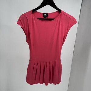 WORTH Womens Blouse Top Shirt Rayon Fitted Pink Sz 6 Or S